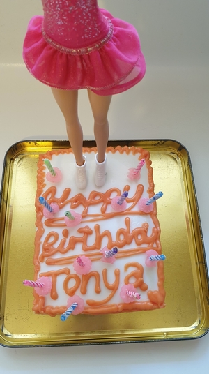 [2025 Special Duties Section Tonya birthday cake close-up showing candles]