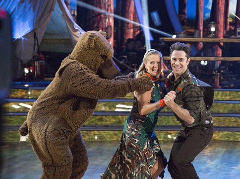 [Tonya with Sasha and bear on DWTS]